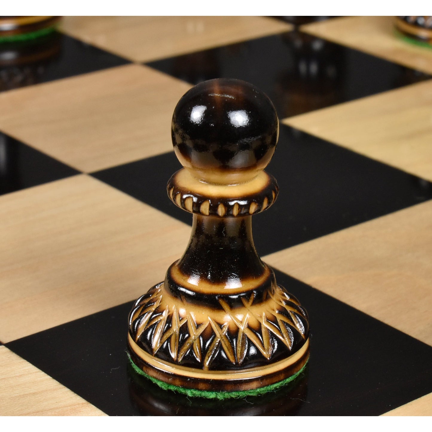 3.9" Parker Staunton Carved Chess Set- Chess Pieces Only- Lacquer (gloss)finish Boxwood
