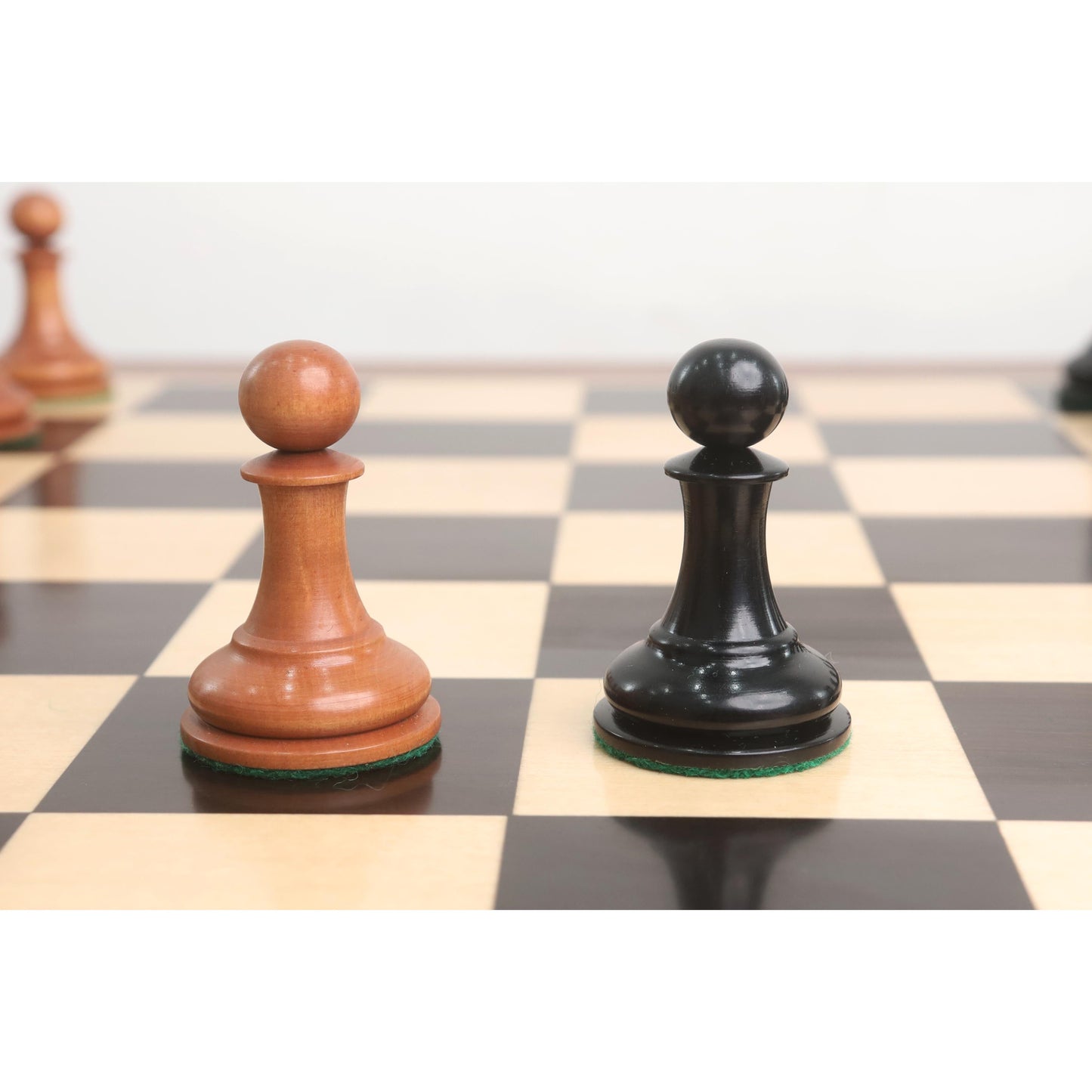 1849 Cooke Type Staunton Chess Set- Chess Pieces Only - Ebony Wood & Antiqued Boxwood - 4.3" King