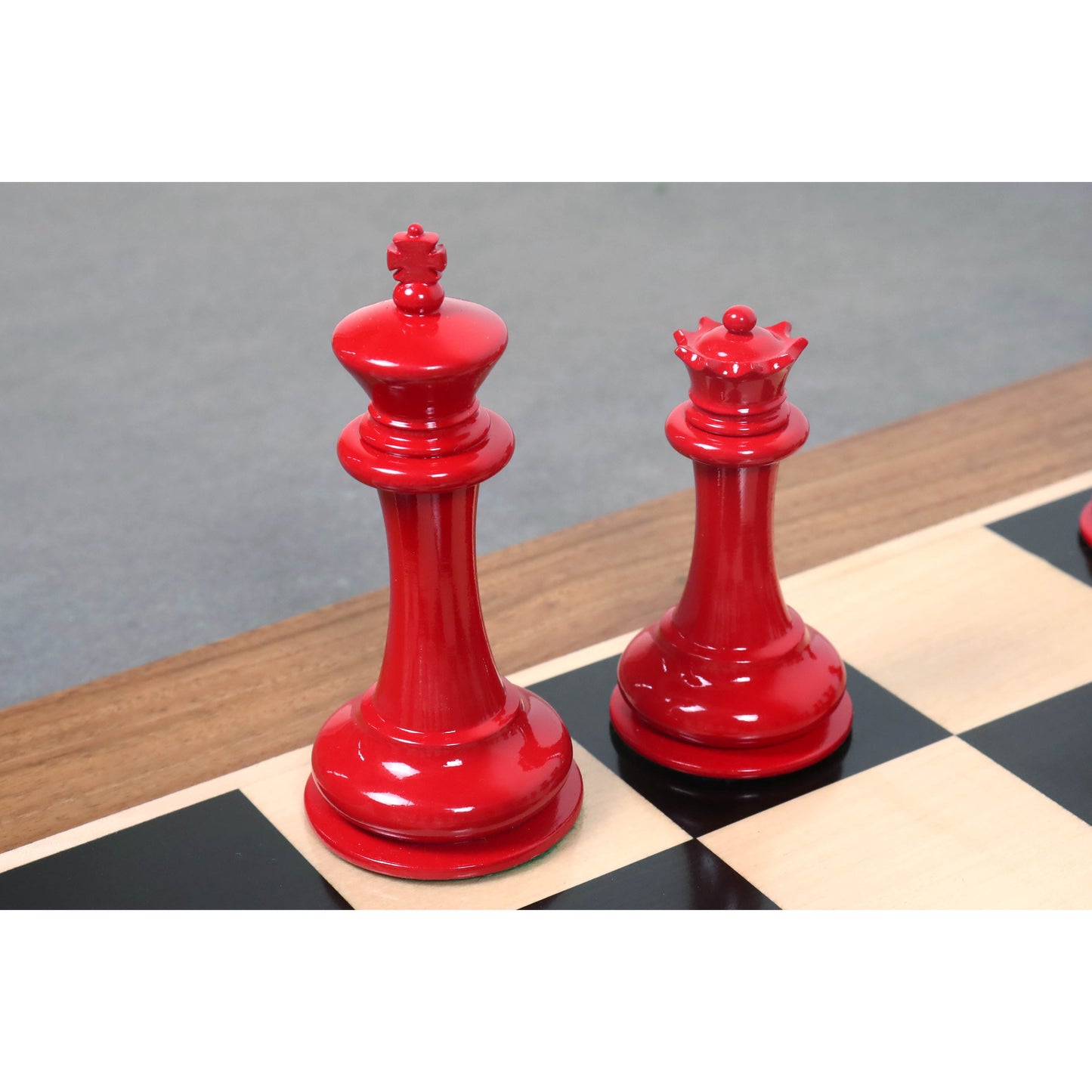 1849-50 Leuchars Cook Staunton Chess Set- Chess Pieces Only-Ivory& Crimson Lacquer-4.5"