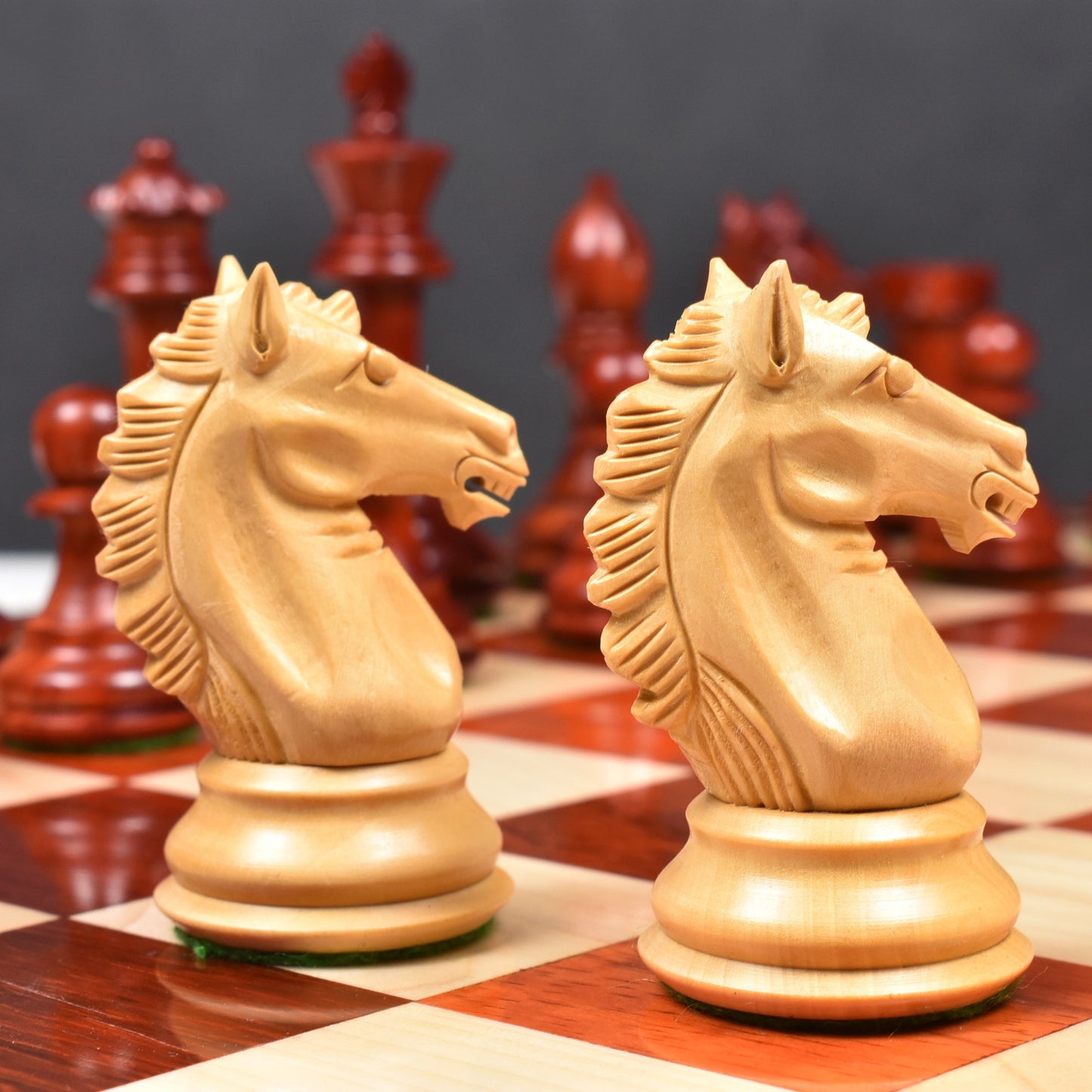3.9" Exclusive Alban Staunton Chess Set Combo - Pieces in Bud Rosewood with Board and Box
