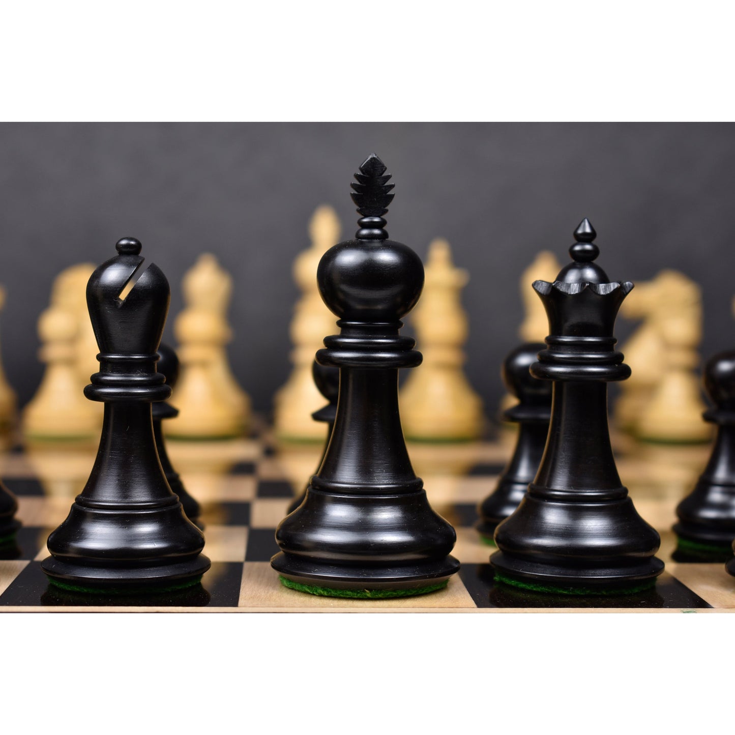 4.2" Executive Staunton Chess Set- Chess Pieces Only- Weighted Ebonised Boxwood