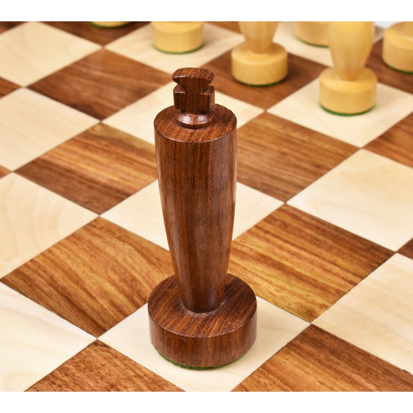 3.9" Minimalist Berliner Combo Chess set-Chess pieces with board - Golden Rosewood