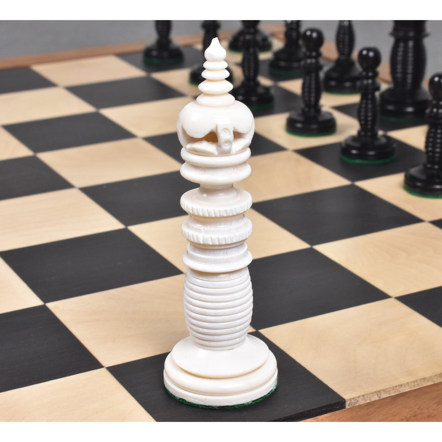 4.4″ Minaret Series Hand Carved Camel Bone Chess Set- Chess Pieces Only – Ivory White