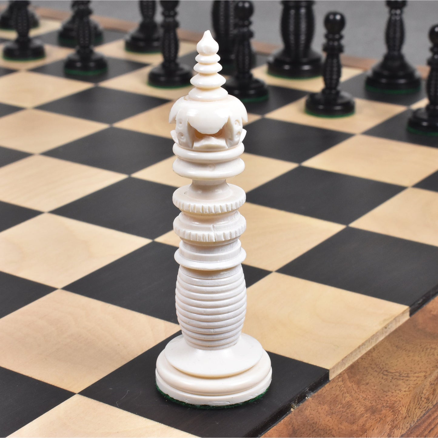 4.4″ Minaret Series Hand Carved Camel Bone Chess Set- Chess Pieces Only – Ivory White