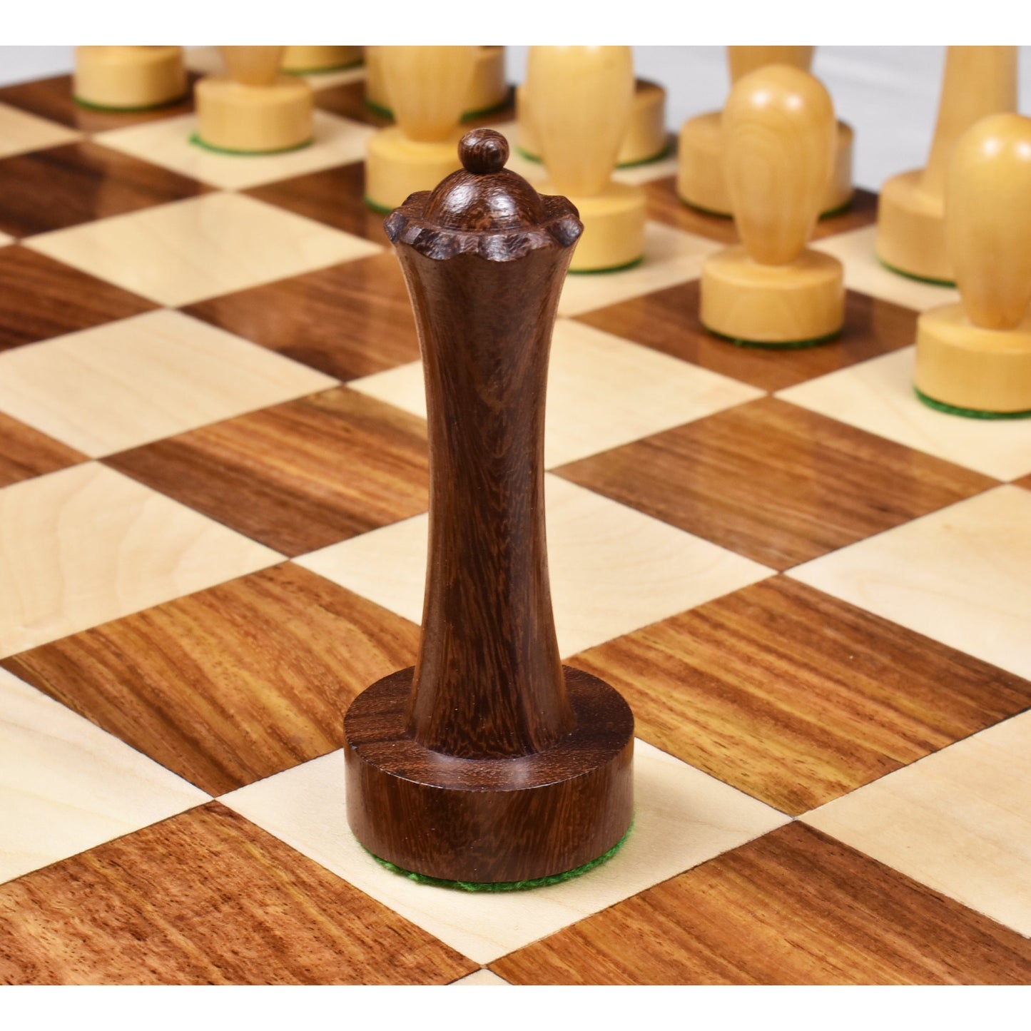 3.9" Minimalist Berliner Combo Chess set-Chess pieces with board - Golden Rosewood