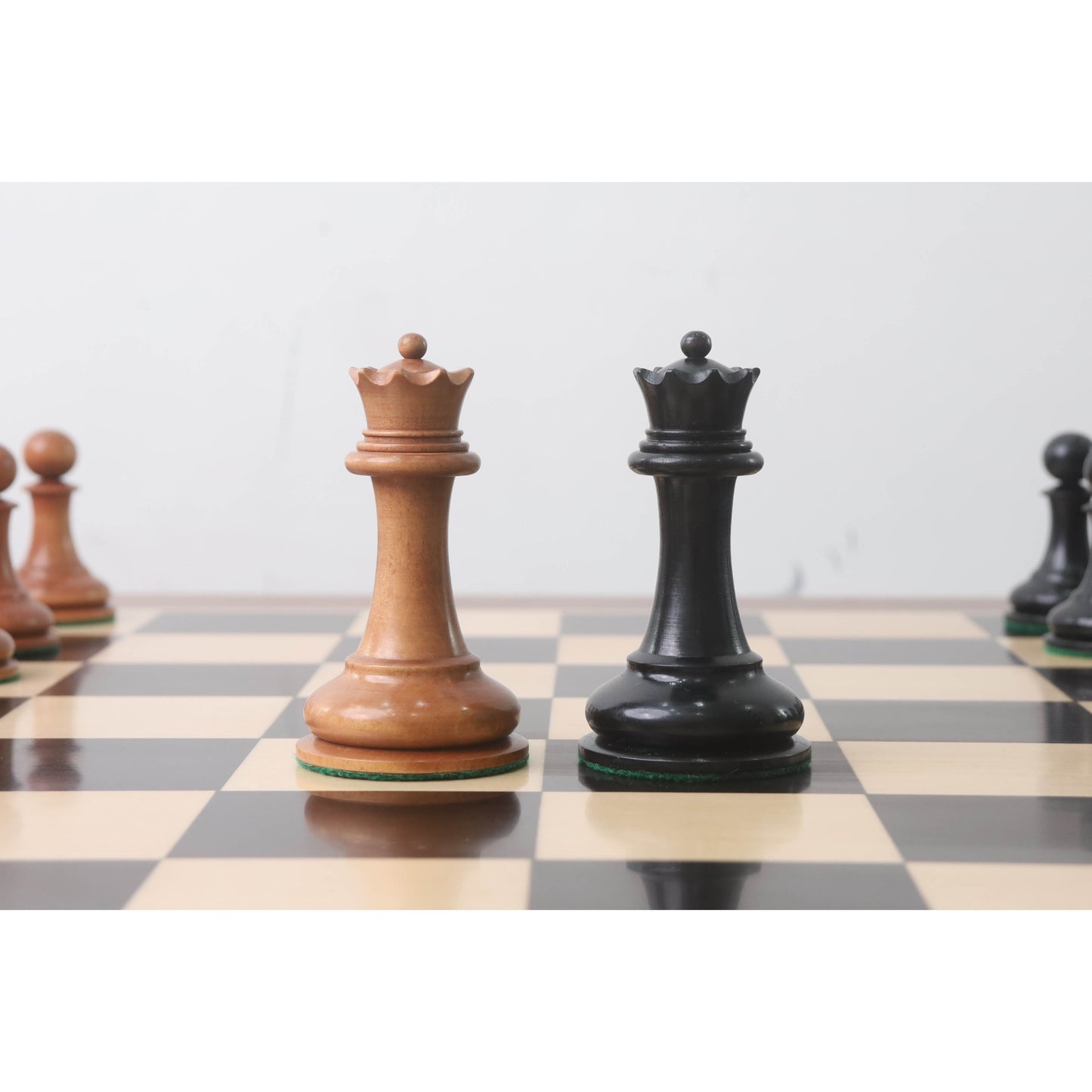 1849 Cooke Type Staunton Chess Set- Chess Pieces Only - Ebony Wood & Antiqued Boxwood - 4.3" King