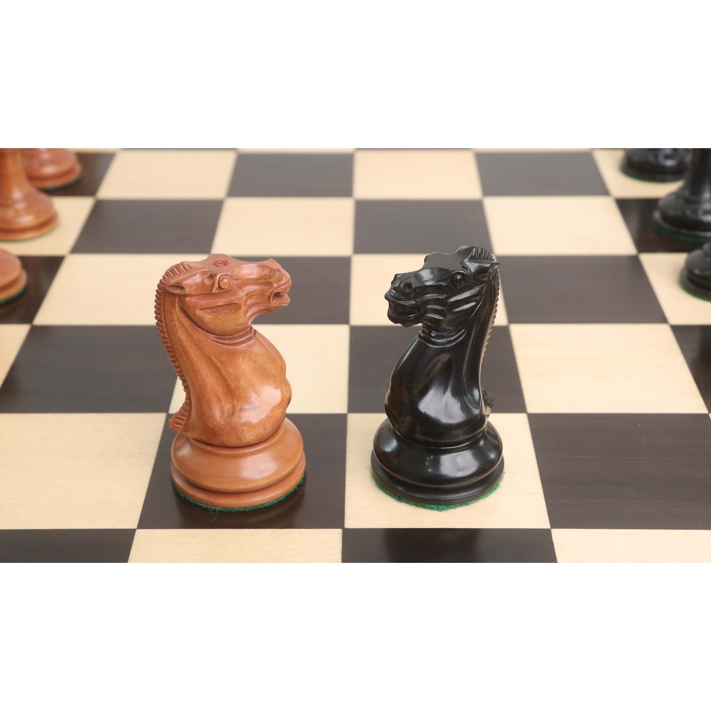 1849 Cooke Type Staunton Chess Set- Chess Pieces Only - Ebony Wood & Antiqued Boxwood - 4.3" King