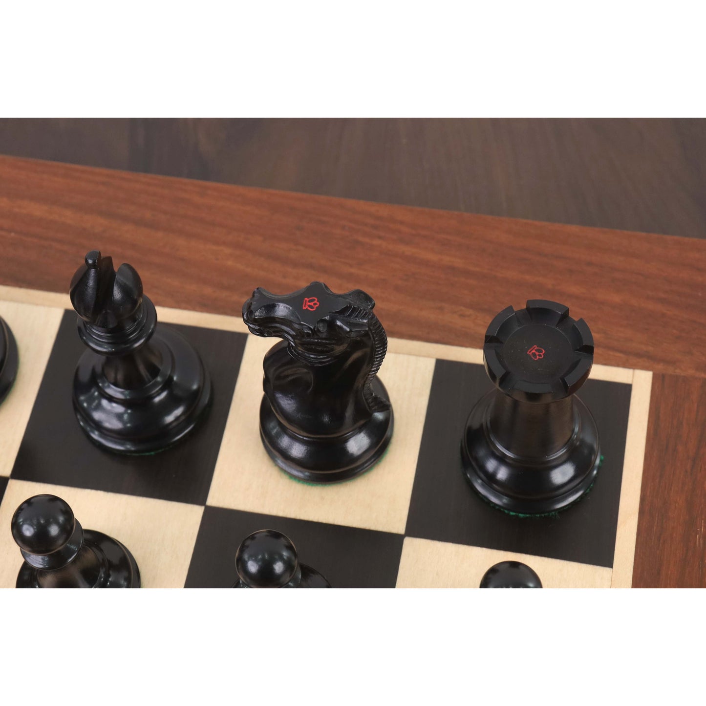 1849 Cooke Type Staunton Chess Set- Chess Pieces Only - Ebony Wood & Antiqued Boxwood - 4.3" King