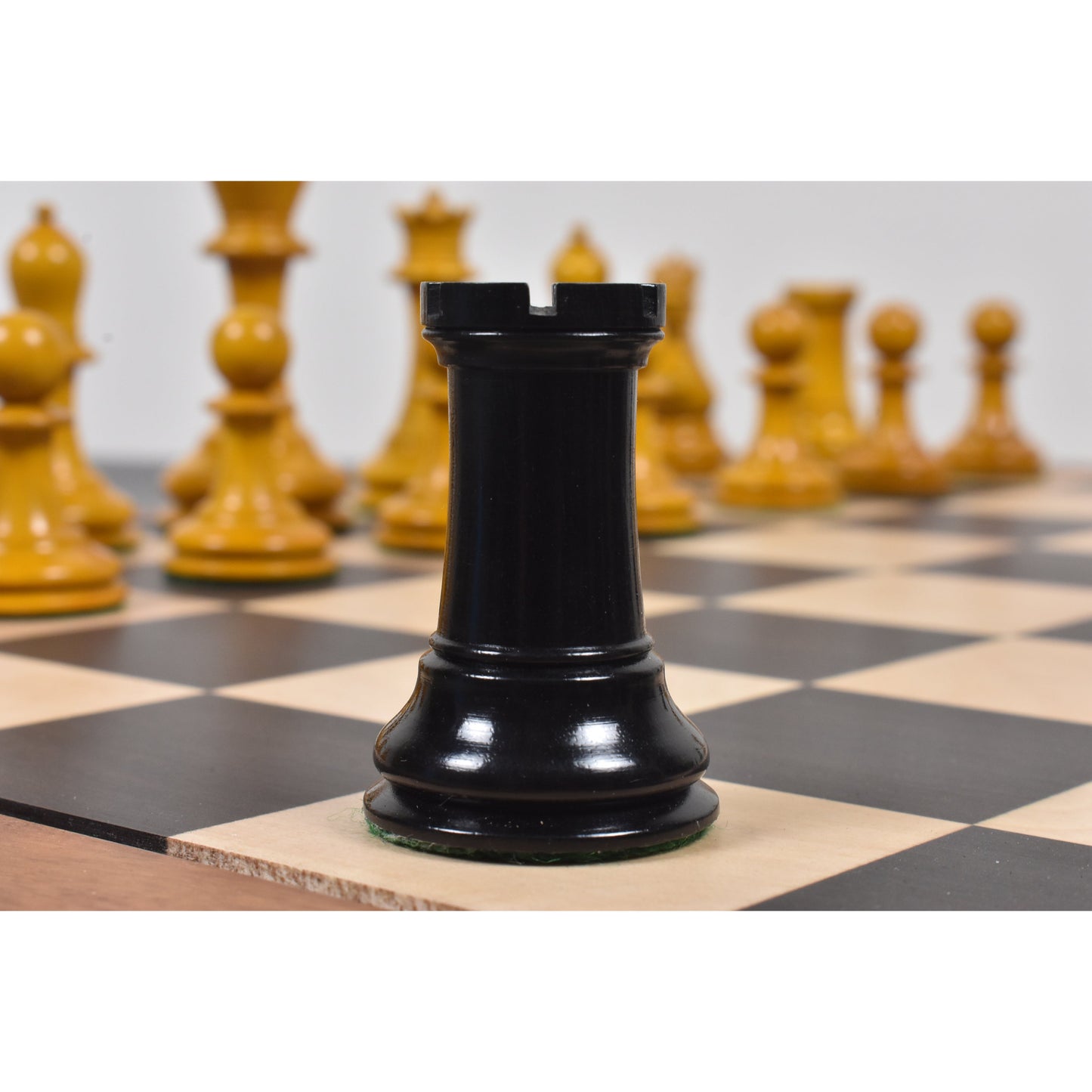 3.5" 1852-55 Harrwitz Staunton Chess Set- Chess Pieces Only- Antiqued Boxwood & Ebony