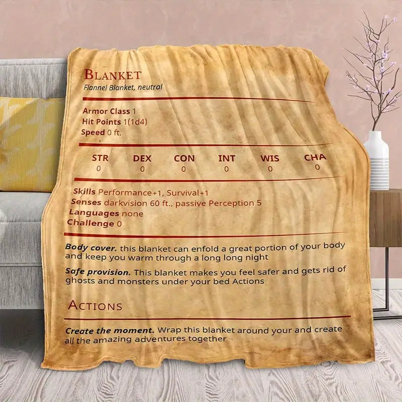 RPG Stat Sheet Blanket