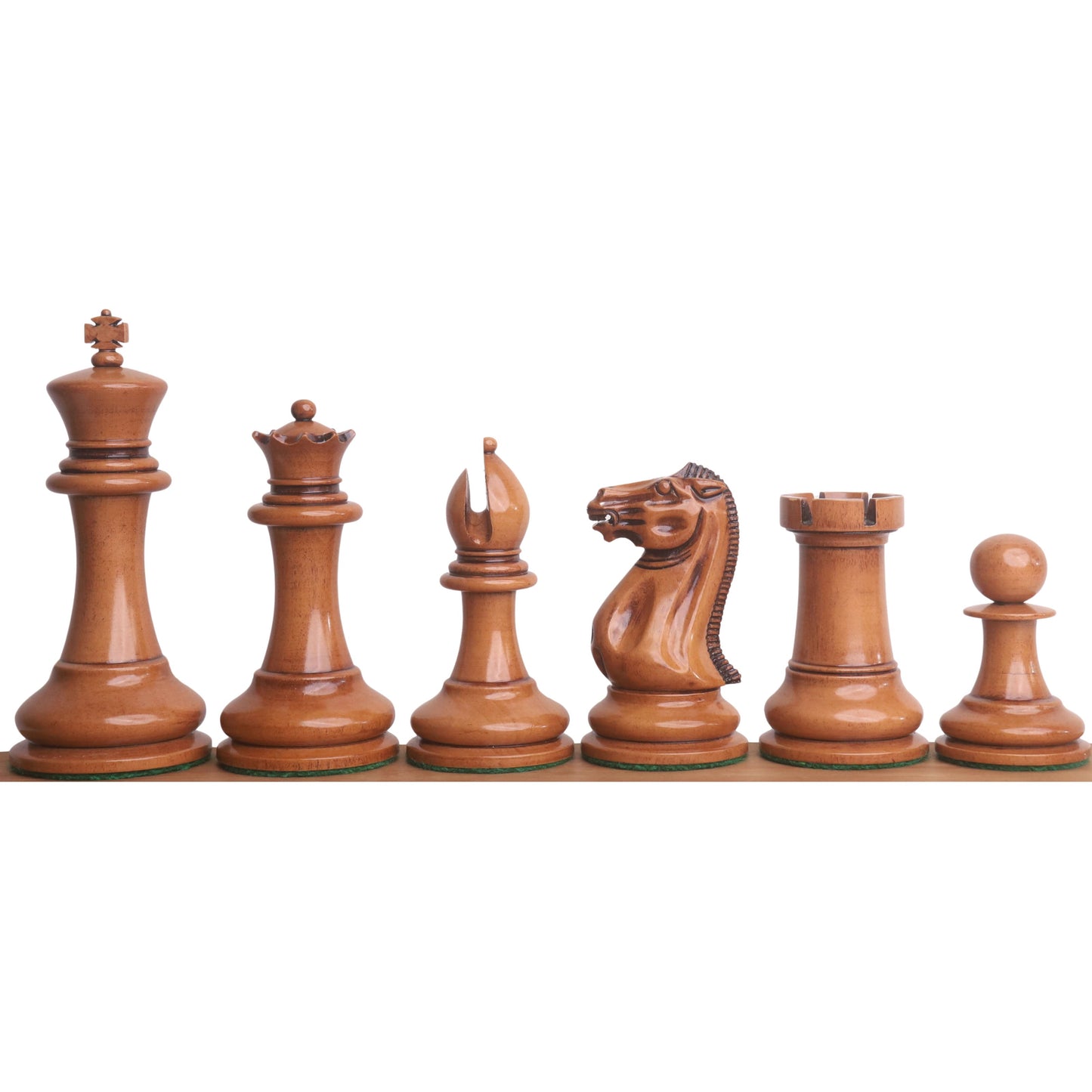 1849 Original Staunton Chess Set- Chess Pieces Only- Lacquered Distress Antiqued Boxwood & Ebony- 4.5" King