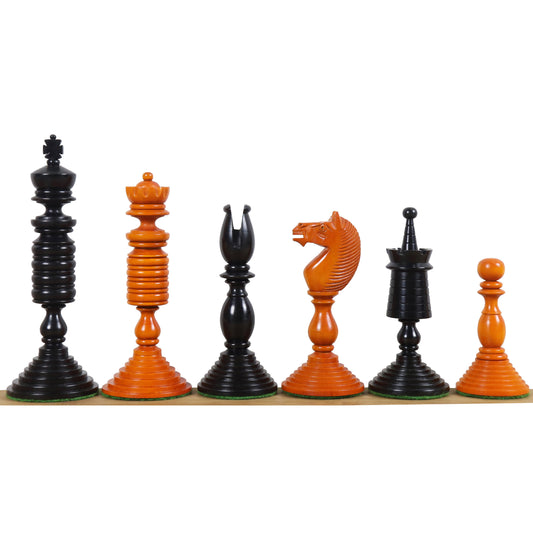 4.7" Pre-Staunton Chess Set - Chess Pieces Only - Double Weighted Ebony & Antiqued Boxwood