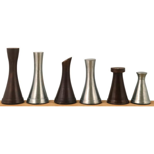 3.1" Tower Series Brass Metal Luxury Chess Pieces Only Set - Silver & Antique