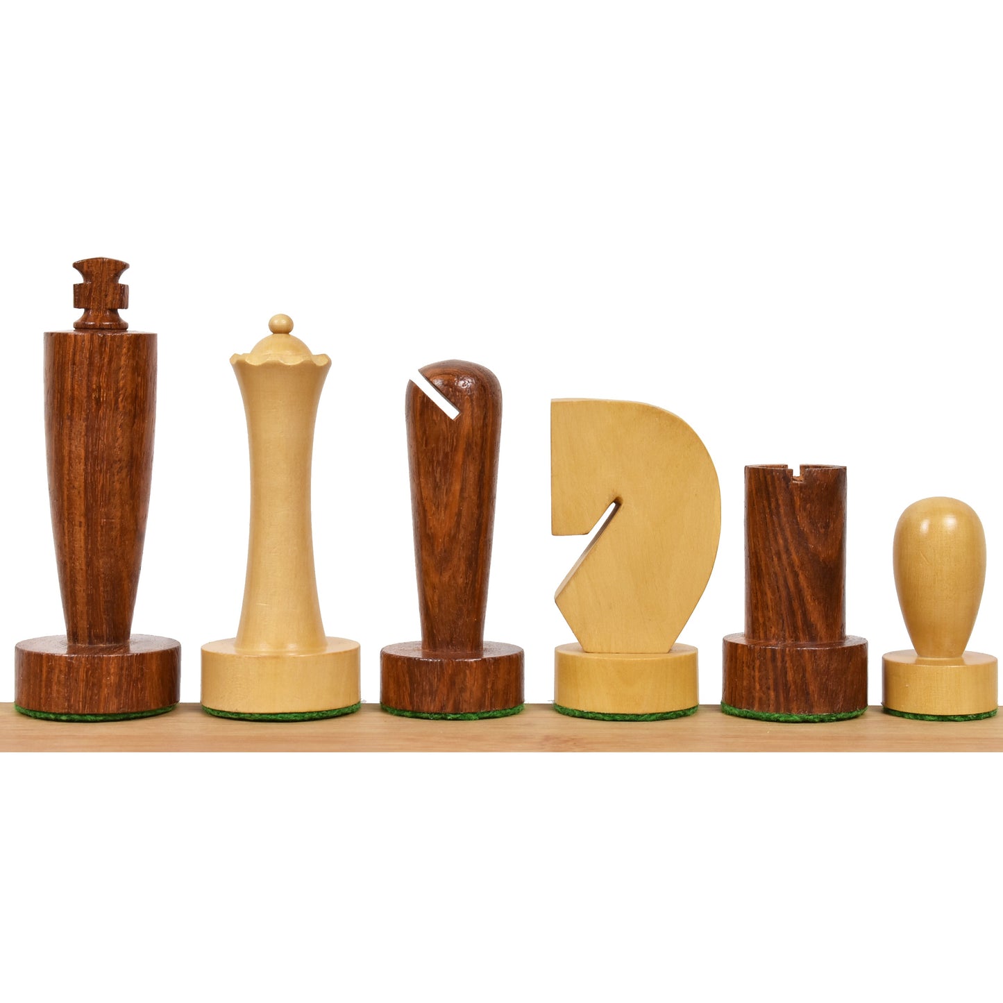 3.9" Minimalist Berliner Combo Chess set-Chess pieces with board - Golden Rosewood