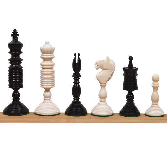 4.6″ Antique Pre-Staunton English Chess Set- Chess Pieces Only - Camel Bone - Ivory White