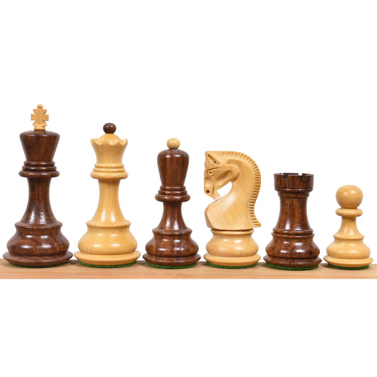 3.9" Russian Zagreb Chess Set- Chess Pieces Only - Weighted Golden Rosewood - Extra queens