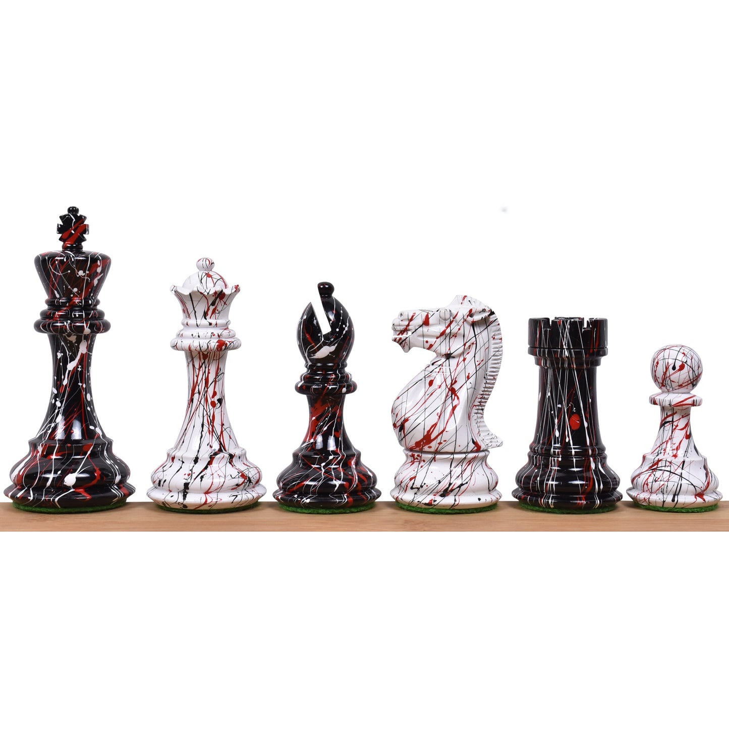 Combo of 4.1" Texture Painted Staunton Chess Set - Pieces in Painted Boxwood With Board and Box