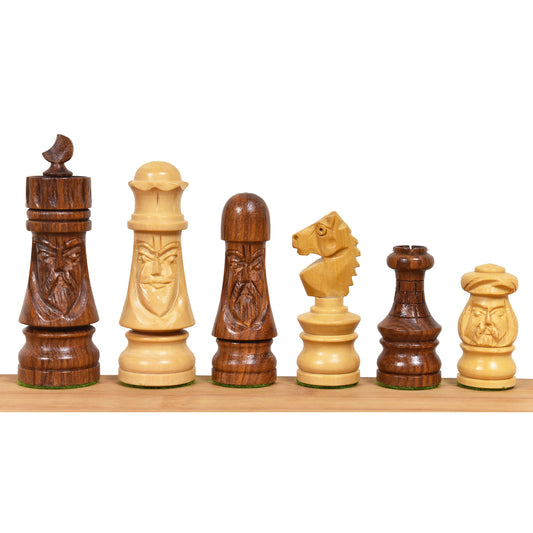 3.5" Crescent Mannequin Hand Carved Chess Set- Chess Pieces Only - Golden Rosewood