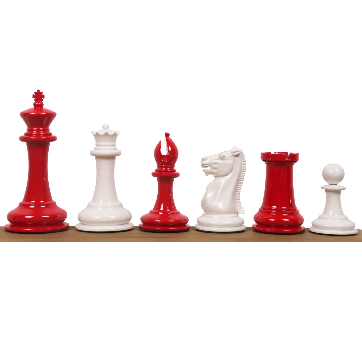 1849-50 Leuchars Cook Staunton Chess Set- Chess Pieces Only-Ivory& Crimson Lacquer-4.5"