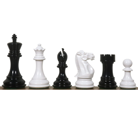 Slightly Imperfect 4.1" Pro Staunton Black & White Lacquered Wooden Chess Set- Chess Pieces Only
