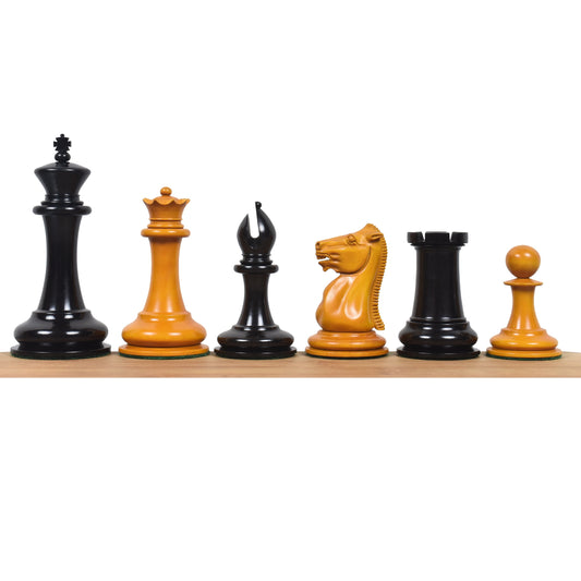 1849-50 Leuchars Cook Staunton Chess Set- Chess Pieces Only - Ebony Wood & Antiqued Boxwood - 4.5"
