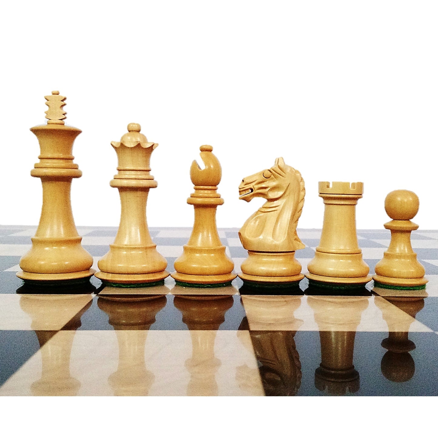 Fierce Knight Staunton Chess Set- Chess Pieces Only - Weighted Boxwood - 3.5" Extra Queens