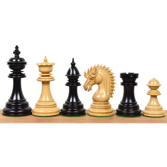 Slightly Imperfect 4.4" Dragon Luxury Staunton Chess Set- Chess Pieces Only - Triple Weighted - Ebony Wood