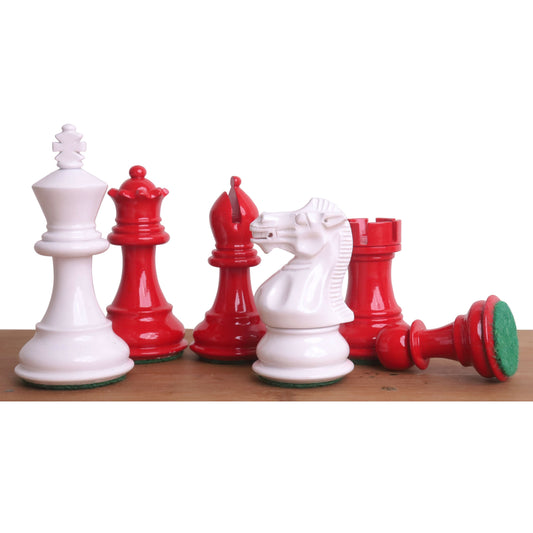 3" Pro Staunton Red & White Painted Wooden Chess Set - Chess Pieces Only