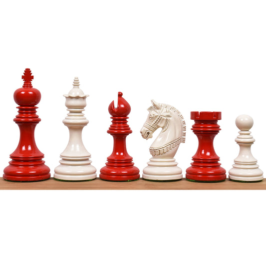 4.1" Stallion Staunton Luxury Chess Set- Chess Pieces Only-Red & White Lacquered Boxwood