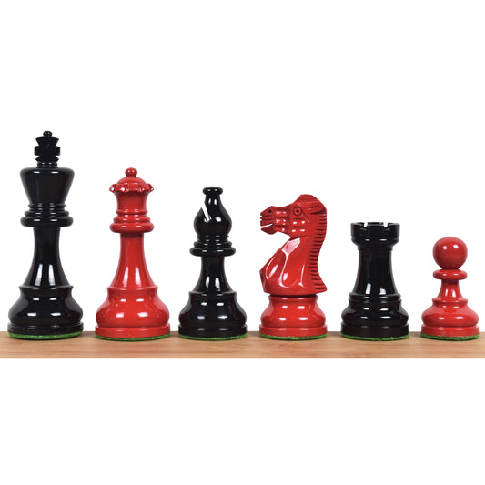 3.8" Red & Black Painted Chess Set- Chess Pieces Only - Staunton Design- Weighted Boxwood