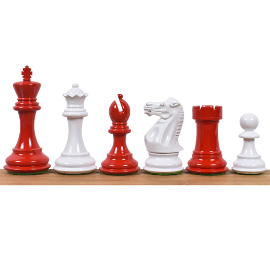 4.1" Pro Staunton Weighted Red & White Painted Wooden Chess Set- Chess Pieces Only - 4 queens