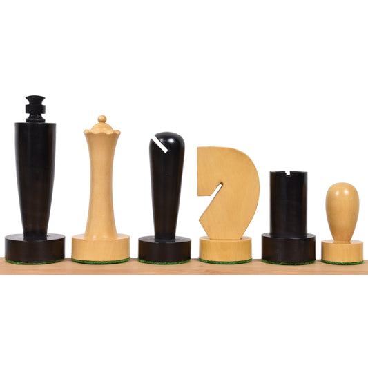 3.9" Berliner Modern Minimalist Chess Set- Chess Pieces Only- Weighted Ebonised Boxwood