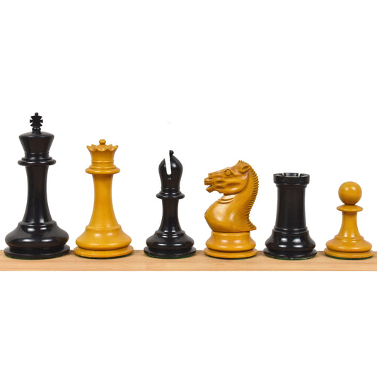 Slightly Imperfect 3.5" 1852-55 Harrwitz Staunton Chess Set- Chess Pieces Only- Antiqued Boxwood & Ebony