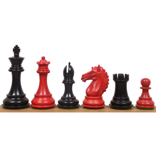 3.9" Alban Staunton Chess Set- Chess Pieces Only- Double Weighted Red & Black Dyed Wood