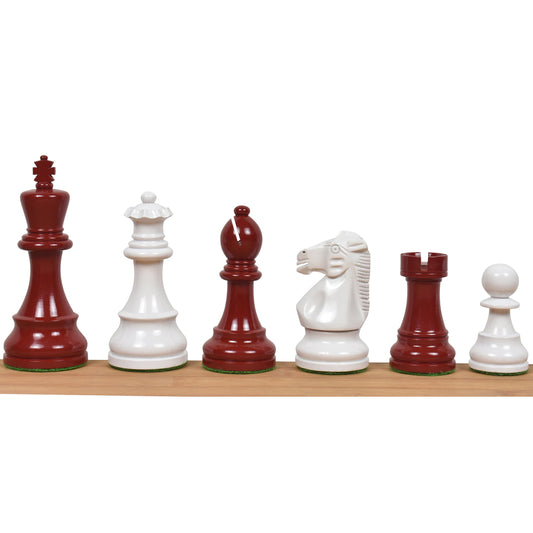 3.8" Prime Staunton Chess Set- Chess Pieces Only - Burgundy and White Lacquered Boxwood