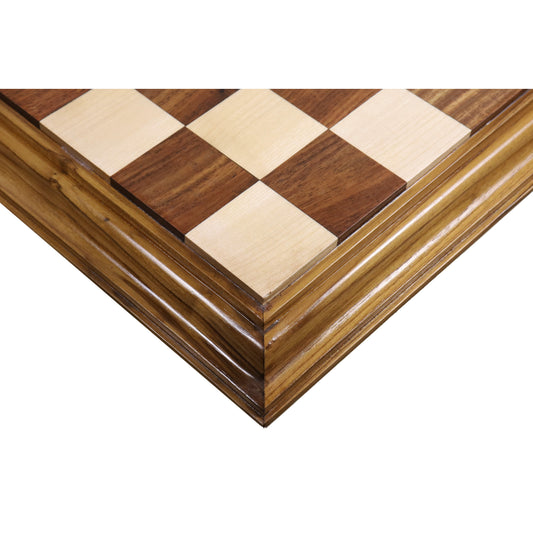 21" Golden Rosewood & Maple Wood Luxury Chessboard with Teak Border-57 mm Square