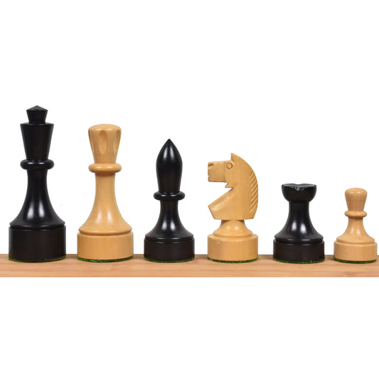 Bundesform German Staunton Alternative Chess Set- Chess Pieces Only- Ebonised Boxwood - 3.8"