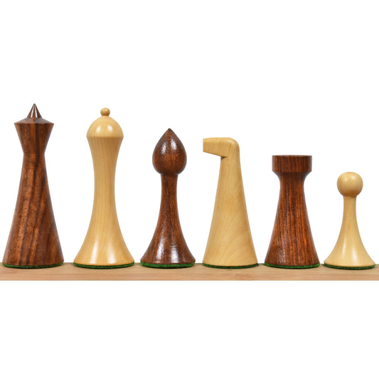 3.6" Herman Ohme Minimalist Chess Set- Chess Pieces Only- Weighted Golden Rosewood