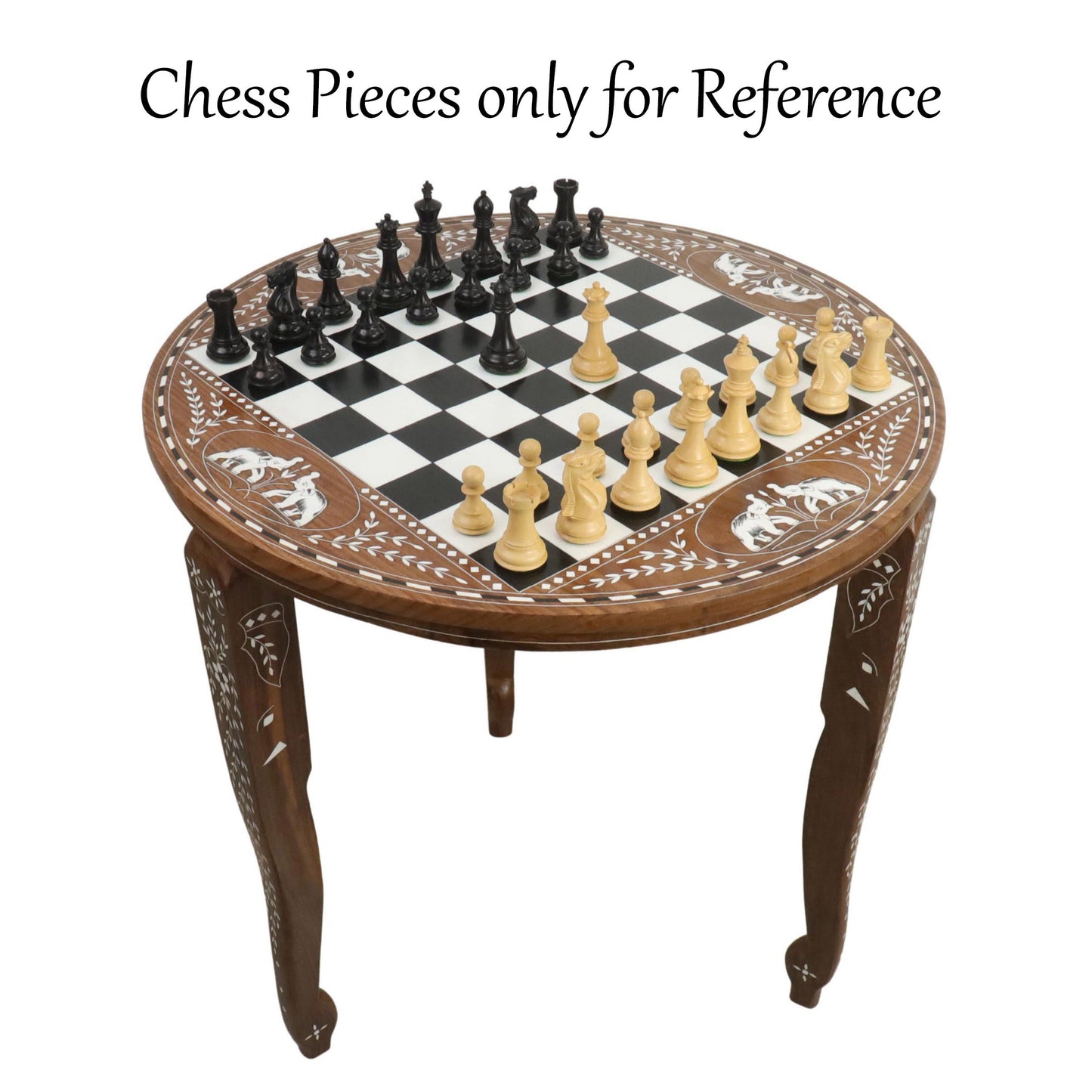 24" Boutique Luxury Round Chess Board Table - 25" High - Golden Rosewood & Acrylic