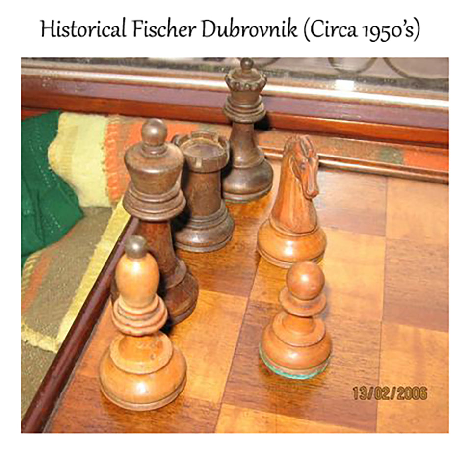 1950s' Fischer Dubrovnik Chess Set- Chess Pieces Only - Antiqued Boxwood - 3.8 " King