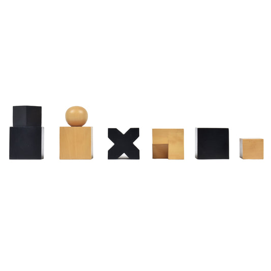Reproduced 1923 Bauhaus Chess Set- Chess Pieces Only - Abstract set - Ebonised Boxwood - 2" King