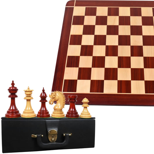 Combo of Dragon Luxury Staunton Chess Set - Pieces in Bud Rosewood with 23" Chessboard and Storage Box