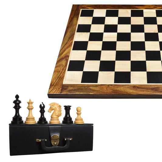 Combo of Alexandria Luxury Staunton Triple Weighted Chess set - Pieces in Ebony Wood with 23inches Chessboard and Storage Box