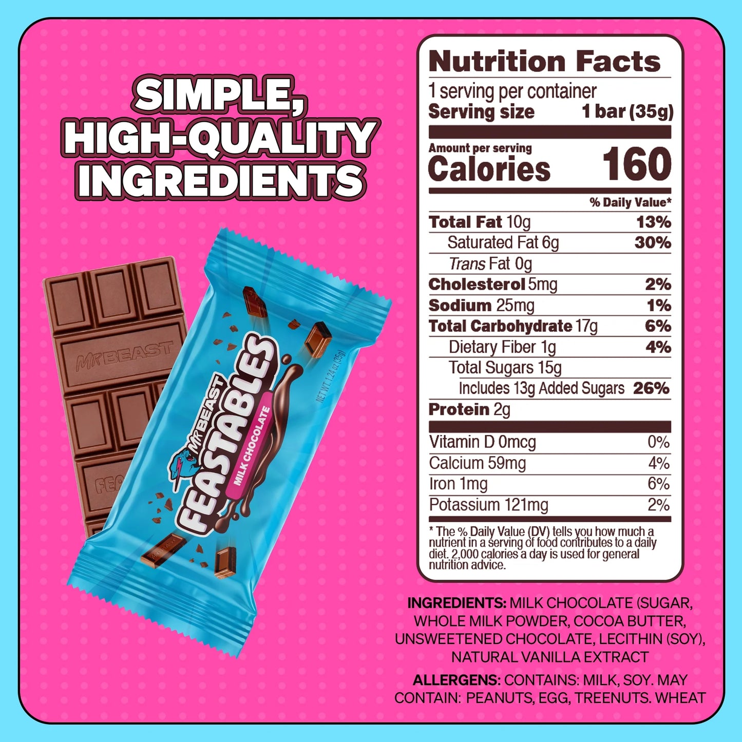 MrBeast – Feastables Milk Chocolate Bar (35g)
