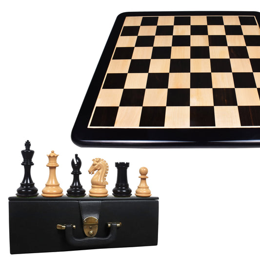 Combo of 3.9" Craftsman Series Staunton Chess Set - Pieces in Ebony Wood with Board and Box