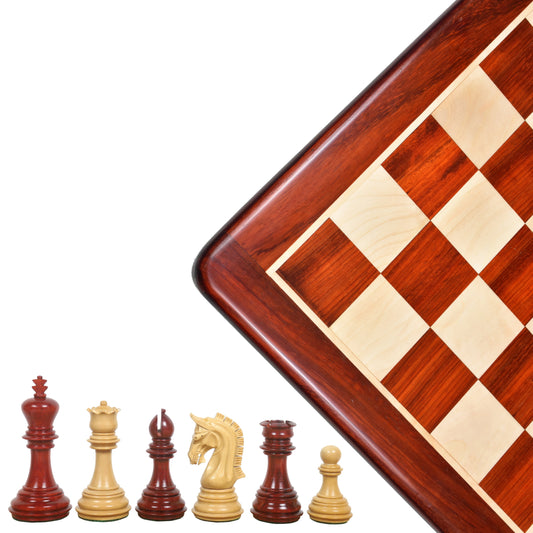 3.8" Imperial Staunton Chess Set Combo - Pieces in Bud Rose Wood with 21" Chess Board