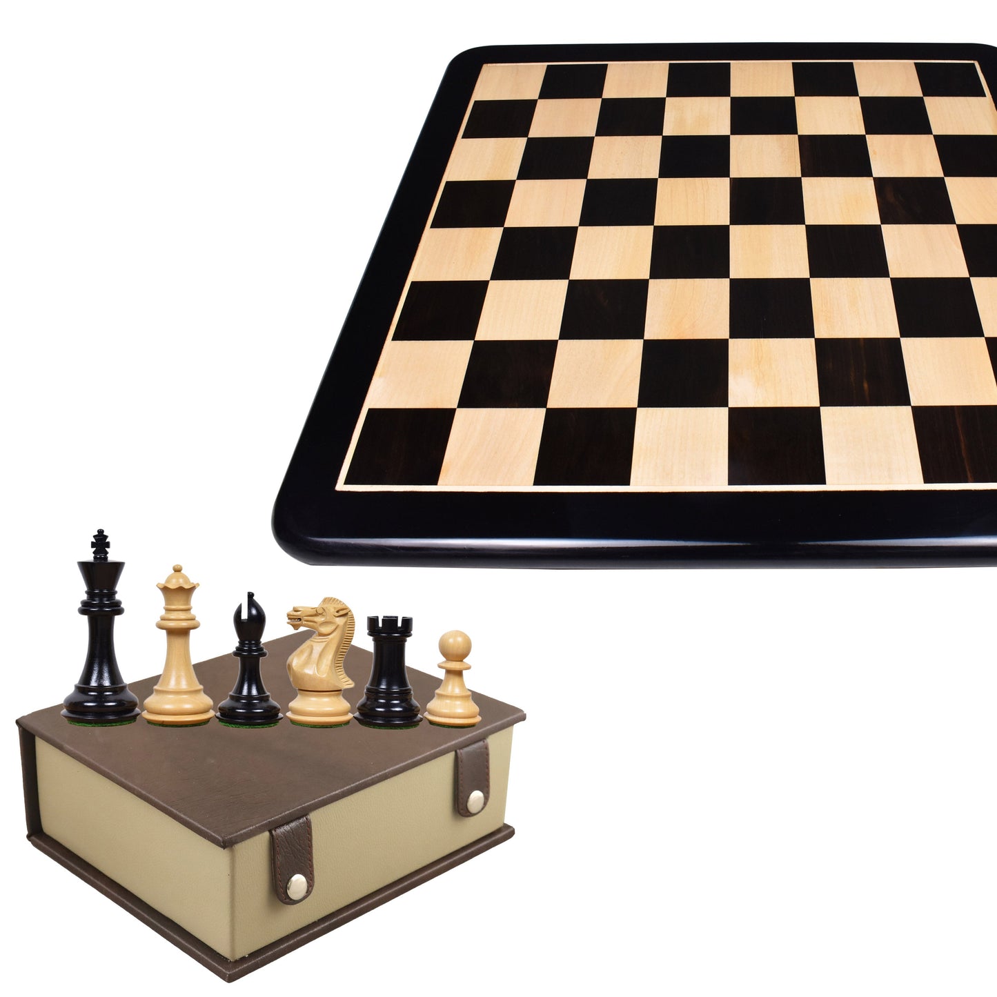 Combo of 3.9" Professional Staunton Chess Set - Pieces in Ebony Wood With Board and Box