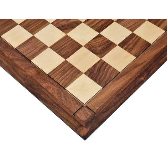 21" Players' Drueke Style Golden Rosewood & Maple Wood Chess board - Matt Finish