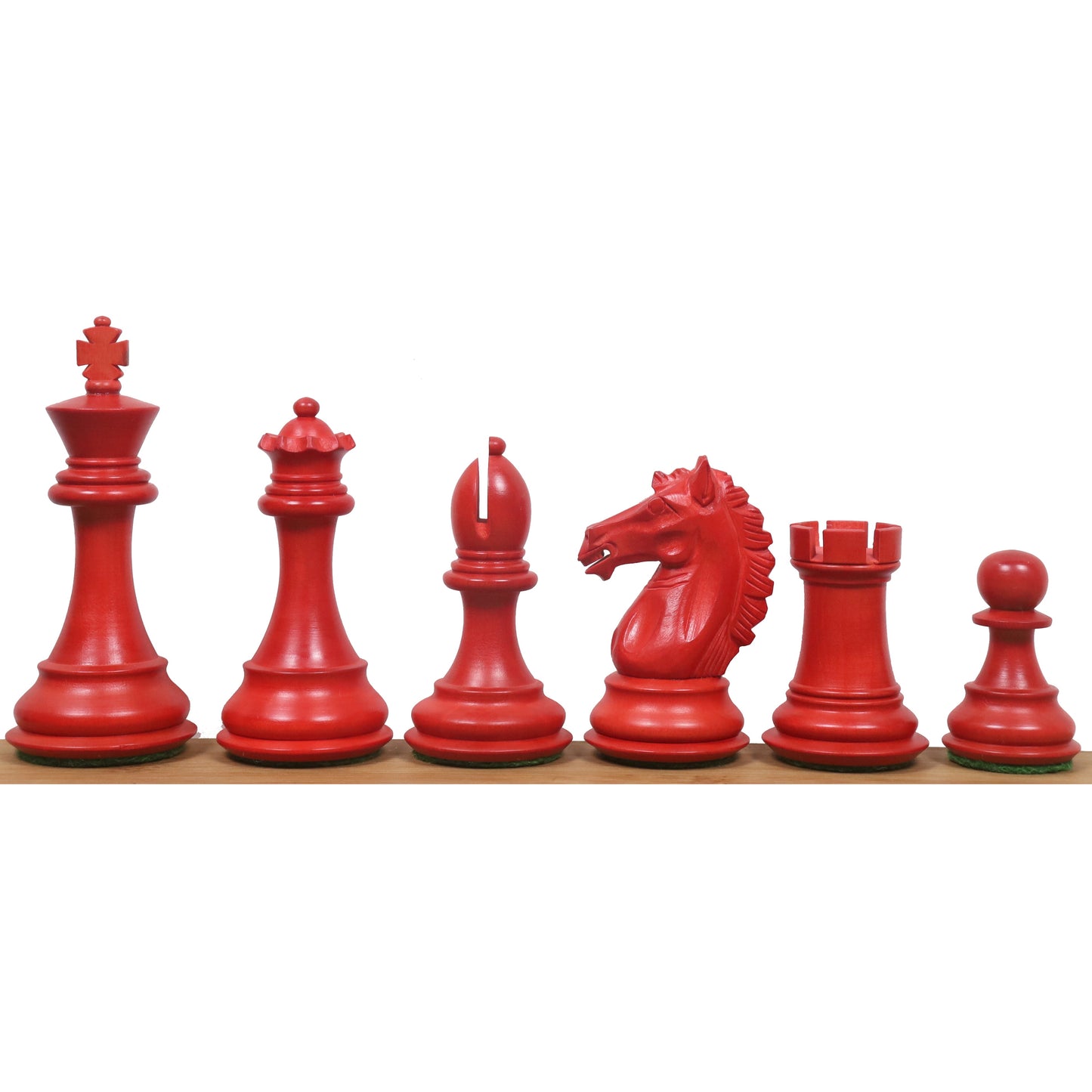 3.9" Alban Staunton Chess Set- Chess Pieces Only- Double Weighted Red & Black Dyed Wood