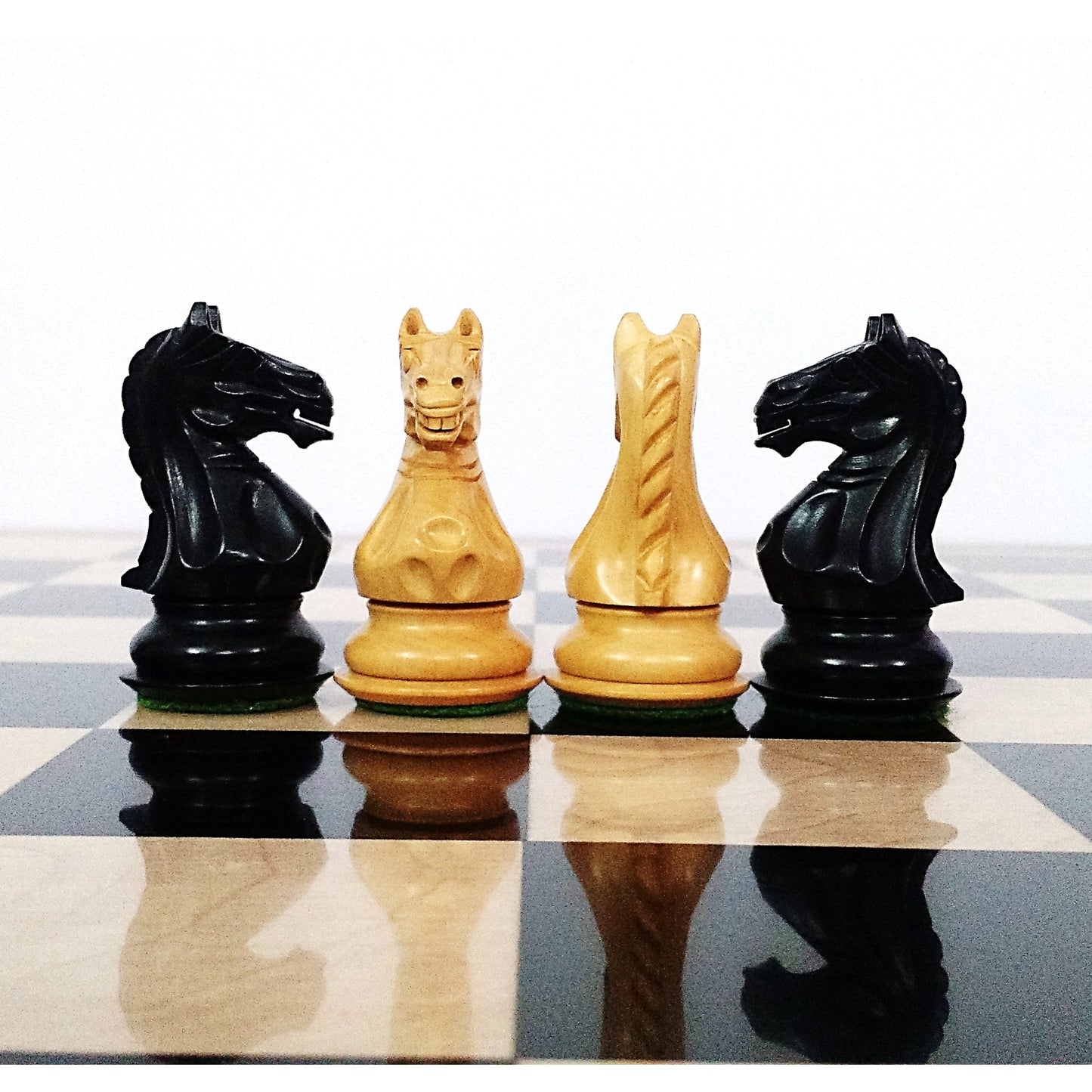 Fierce Knight Staunton Chess Set- Chess Pieces Only - Weighted Boxwood - 3.5" Extra Queens